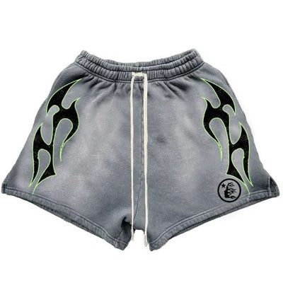 Latest Hellstar Flame Grey Shorts